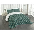 thumbnail image 3 of Ambesonne Damask Quilted Bedspread Set 3 Pcs, French Rococo Motifs, King Size, Dark Teal Eggshell, 3 of 5