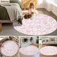 thumbnail image 5 of Light Pink Floral Paisley 7FT Round Area Rugs for Living Room Boho Leaf Vintage Farmhouse Linen Ultra-Thin Non-Slip Round Rugs Machine Washable Low Pile Circle Carpet for Bedroom Kitchen Nursery, 5 of 9