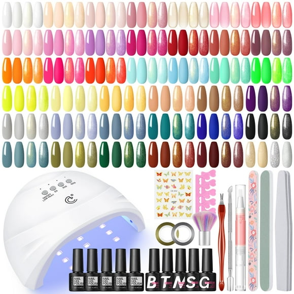 Kit de esmaltes de uñas en gel COSCELIA, 40 colores con luz UV, juego de 57 piezas