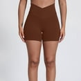 thumbnail image 3 of GEWSEY Women Athletic Workout Shorts for Women Active Gym Seamless Scrunch Intensify Lifting High Waisted (Brown, L), 3 of 3