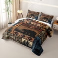 thumbnail image 3 of Castle Fairy Western Patchwork Bear Quilt King for Teens,Tribal Boho Aztec King Coverlet Set,Red Brown Black, 3 of 7