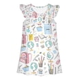 thumbnail image 6 of jiaxiM Little Girls A-line School Uniform Dress Cute Pattern Ruffle Sundress Toddler Girl Casual Back to School Dresses for Party, 6 of 7