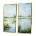 thumbnail image 3 of Designart "Meadow Calm Waters II" Meadow Framed Wall Art Set Of 2 - Green Landscapes Framed Canvas Set For Living Room Decor, 3 of 7