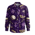 thumbnail image 4 of Fgvctg Carnival Party Long Sleeve Button Down Shirts for Men V Neck Shirts Classic Collared Blouse Mask Print Oversized Business Casual Outfits Dark Purple 2XL, 4 of 6