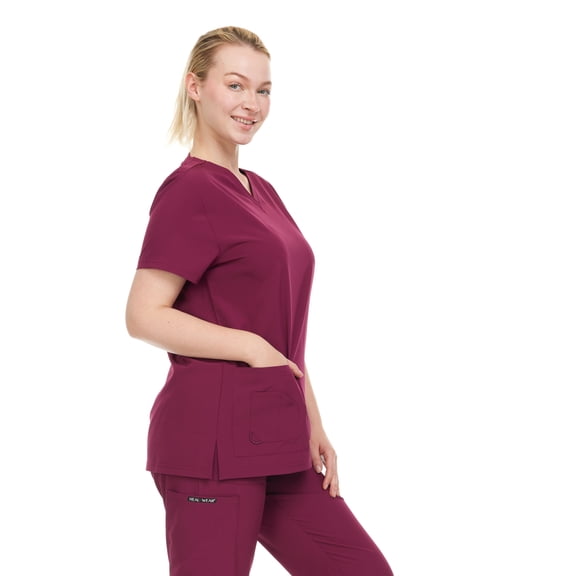 HEAL WEAR Women’s Scrub Top V-Neck Classic Fit 4-Way Stretch Soft Stretch Medical Workwear