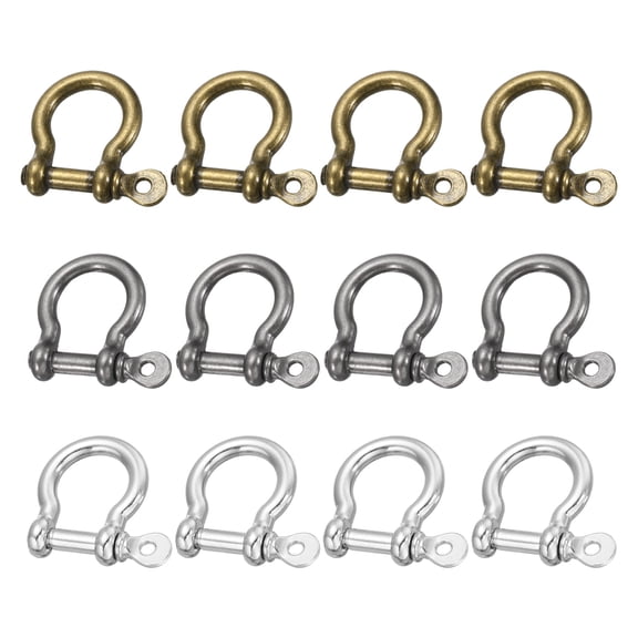 12Pcs Screw in Shackle, 8.5mm Anchor Shackle,Light Silver,Dark Bronze,Silver