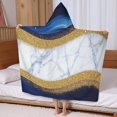 thumbnail image 5 of Blue Gold Wave Marble Pattern Hooded Bath Towel，60"x35" for Ages 3 To 12 Kids, Quick Dry Lightweight Soft Microfiber Hood Beach Towel Cover Up for Kids, 5 of 7