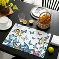 thumbnail image 4 of Butterfly Heat Resistant Flax Table Mats for Dining Table, Machine Washable Wrinkle Free Place Mats with Colorful Floral Tropical Artistic Pattern, Cute Aesthetic Design for Butterfly Lover, Set of 4, 4 of 6