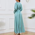 thumbnail image 5 of Wancir Womens Muslim Abaya Dress One-Piece V Neck Dress Islamic Full Length Kaftan Daily Casual Dress, 5 of 7
