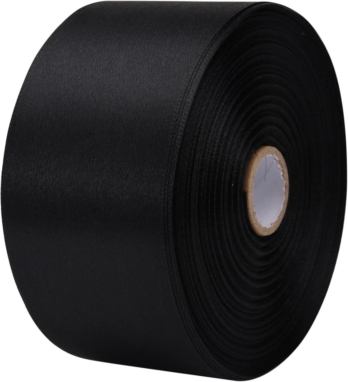 2 inch x 50 Yards Black Single Face Satin Ribbon Solid Fabric Ribbon for Gift Wrapping Floral Bouquets Wedding Birthday Party Decoration Hair Floral Craft Sewing