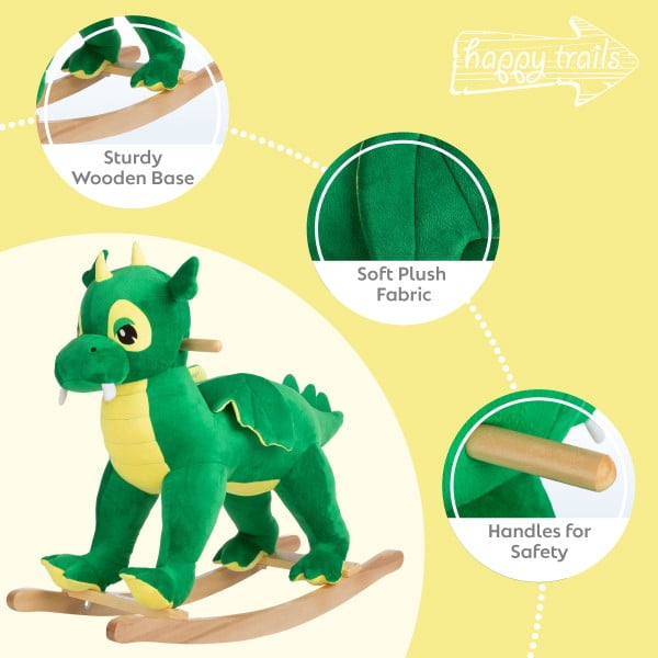 Happy Trails Rocking Horse - Plush Dinosaur Animal Rocker for Ages 3 and Up