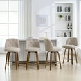 thumbnail image 4 of WOOW DEPOT Button-tufted Swivel Bar Stools Set of 2, 26" Upholstered Linen Fabric Barstools w/ Mid-back Wood Legs Large Seat, Mid Century Modern Bar Chair Island Stool for Kitchen Counter, 4 of 11