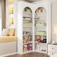 thumbnail image 6 of Casendy 6-Tier Corner Bookshelf and Bookcase, 71" L-Shaped Corner Bookcase with Arched Baffle for Bedroom, Living Room, Kitchen, Home Office, White, 6 of 9