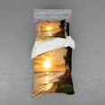 thumbnail image 2 of Ambesonne Tropical Bedding Set 4 Pcs, Sunset on Sands Beach, Queen, Orange Green Pink, 2 of 3
