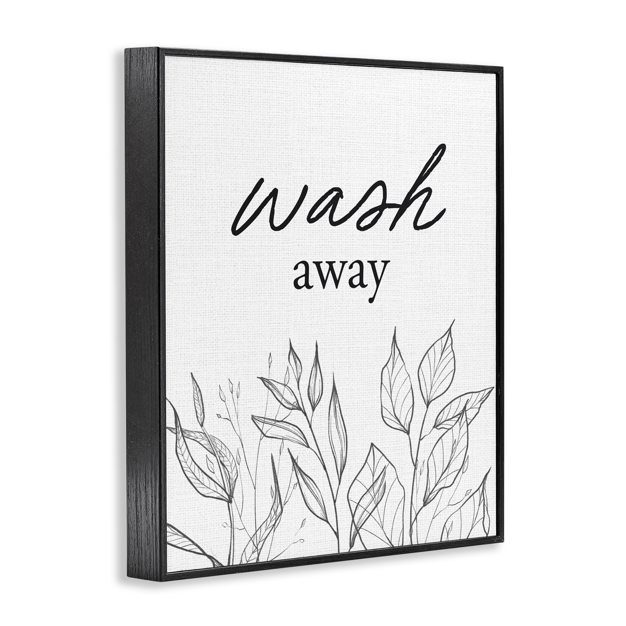 Minimalist Leaves Wash Away Black Framed Giclee Art, design by Lettered and Lined