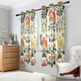 thumbnail image 2 of Yayeee Window Curtains Light Filtering 63"x52" Grommet Panel Pair Home Living Room Decor, Beige Floral, 2 of 7