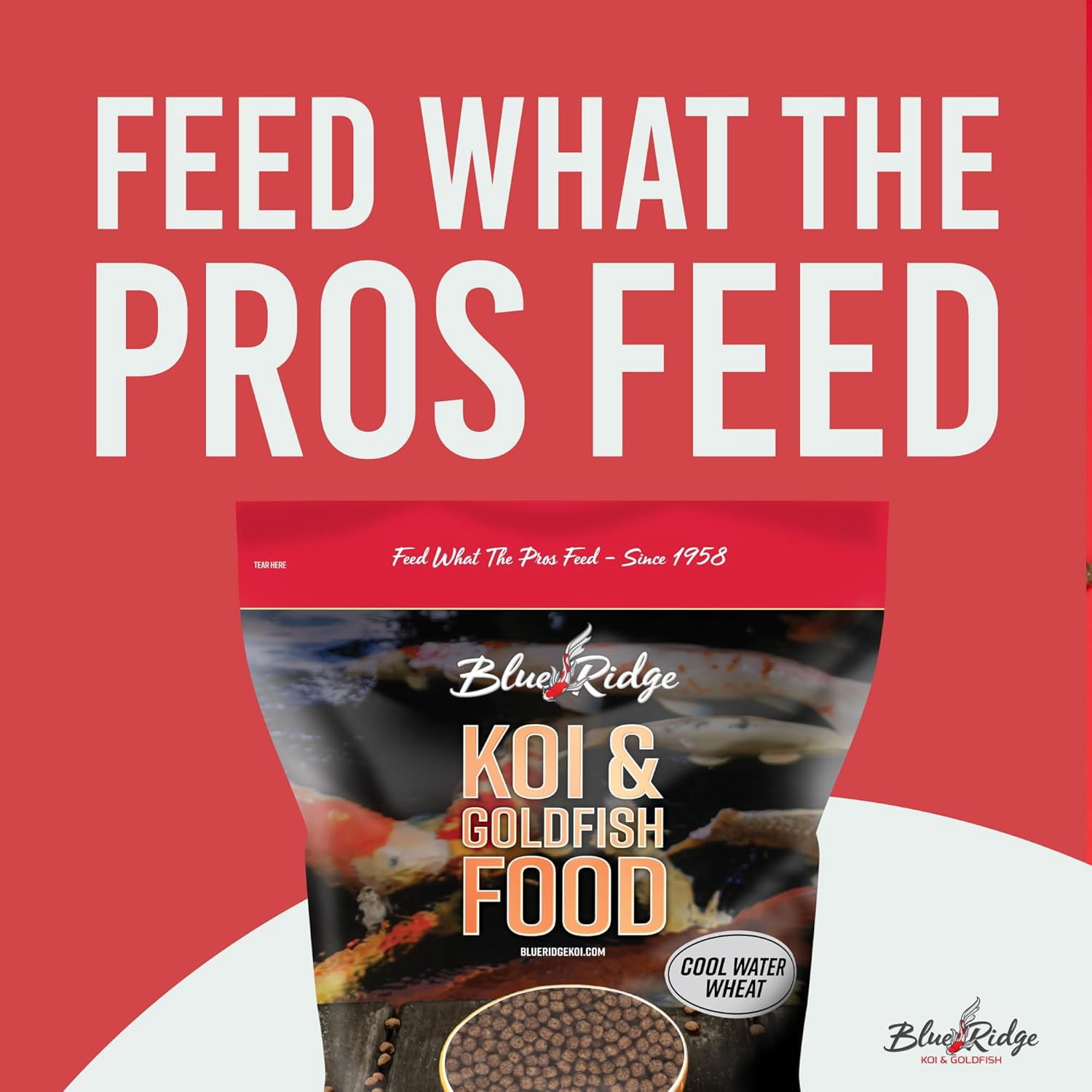 Blue Ridge Koi Fish Food 5lb - Koi Food Cool Water Wheat, Goldfish Food, Premium Fish Food for Ponds, Ponds Fish Food, Koi Food Fall and Winter Fish Food, Floating Pond Pellets