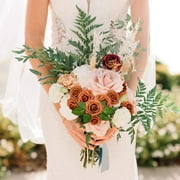 Mocoosy 50Pcs Burnt Orange Artificial Rose Flowers, Terracotta Fake Roses for Decorations, Real Touch Foam Rose Bulk with Stem Fall Floral Arrangements Wedding Bouquets Bridal Shower Party Home Decor