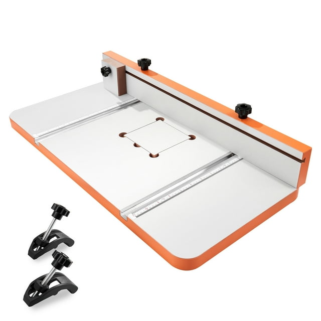 KFFKFF Drill Press Table, 24 in x 12 in, Worktable with an Adjustable Fence and Stop Block, Highly Compatible T-Slots, MDF Tabletop