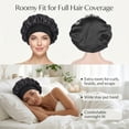 thumbnail image 3 of CNDRLEF 4PCS Luxury Satin Sleep Bonnets - Elastic Wide Band Hair Wrap for Curly & Natural Hair, Extra Room, Shower Cap, Works for All Hair Styles/Lengths (Pink, Leopard, Black, Peacock Green), 3 of 6