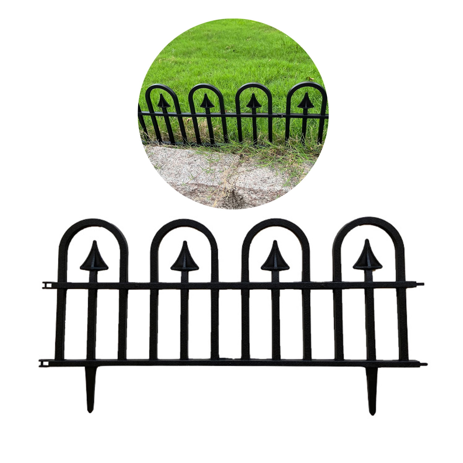 5Pcs Black Garden Fence Decorative Panels Border Edging for Grass Lawns Flower Beds Garden Outdoor