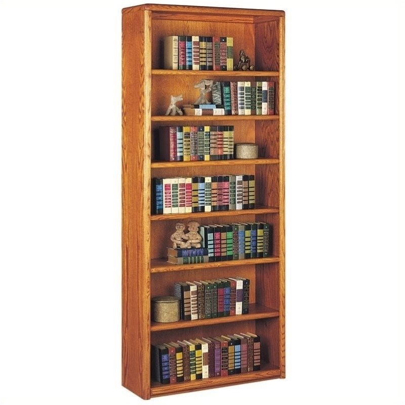 Beaumont Lane 7 Shelf Wood Bookcase in Medium Oak