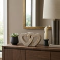 thumbnail image 3 of Interlocking Heart Sculpture for Home Decor - Ceramic Heart Ornament for Living Room, Bedroom, Bathroom or Office - Stoneware Accent Statue for Shelf or Coffee Table Display - 6", Gold & Metallic, 3 of 12