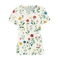 thumbnail image 5 of yoeyez Ladies Tops and Blouses Vintage Floral Crewneck Blouse Short Sleeve T Shirts Casual Summer Wildflower Plant Tee Shirts, 5 of 5