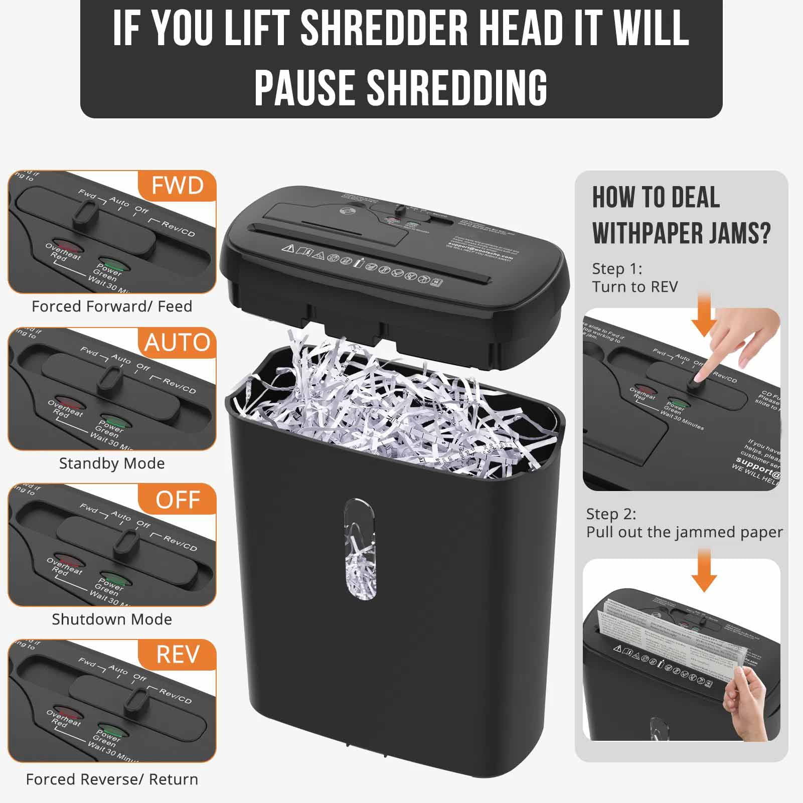 Home Office Paper Shredder, 10 Sheet Strip Cut with Gallon Basket, CD & Credit Card Shredder Durable & Fast