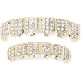 thumbnail image 2 of YISITIAN Gold Plated Hip Hop Alloy Teeth Set - Unisex Rapper Costume Teeth CA919-2083, 2 of 9