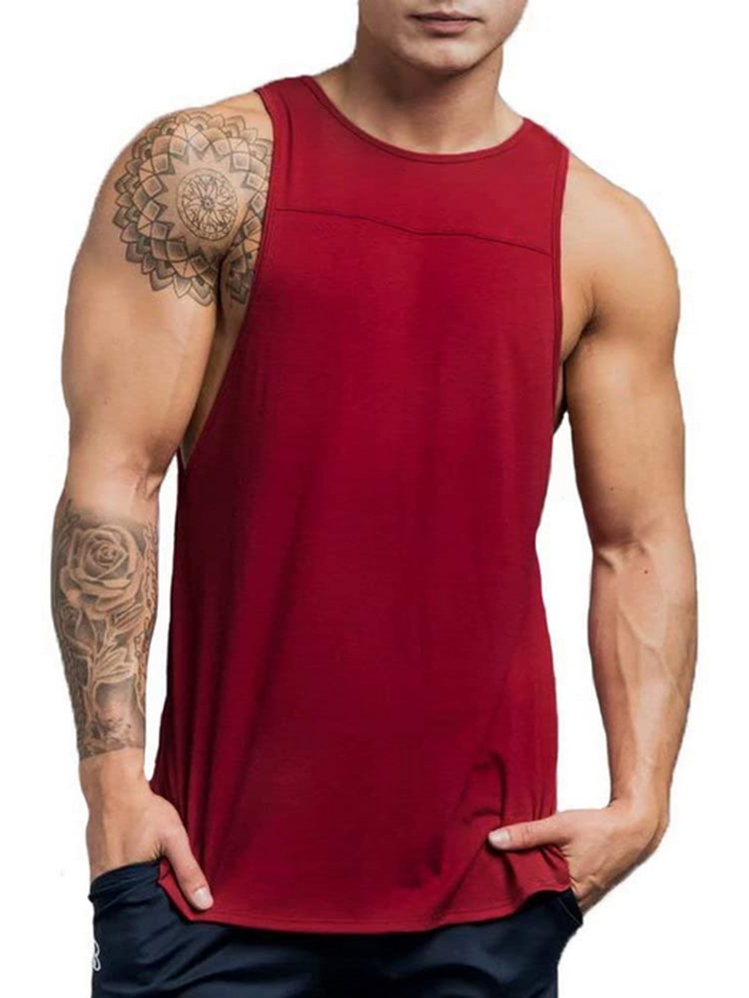 Mens Vest Tops Mens Gym Bodybuilding Workout Stringer Tank Top 