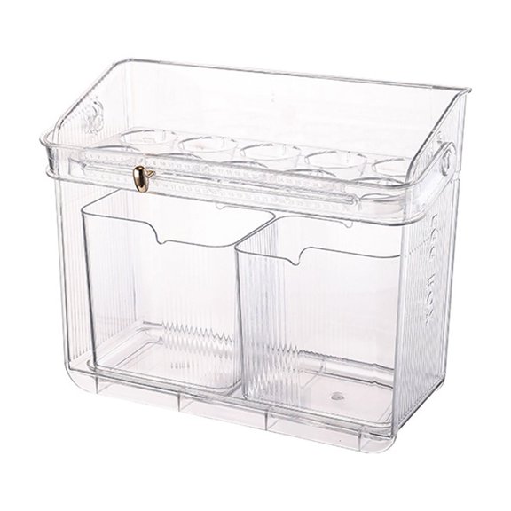 Bdday Eggs Container with Handle Eggs Stand for Refrigerator Door with 2 Small Storage Box Kitchen Eggs Organizer for Cabinet Countertop