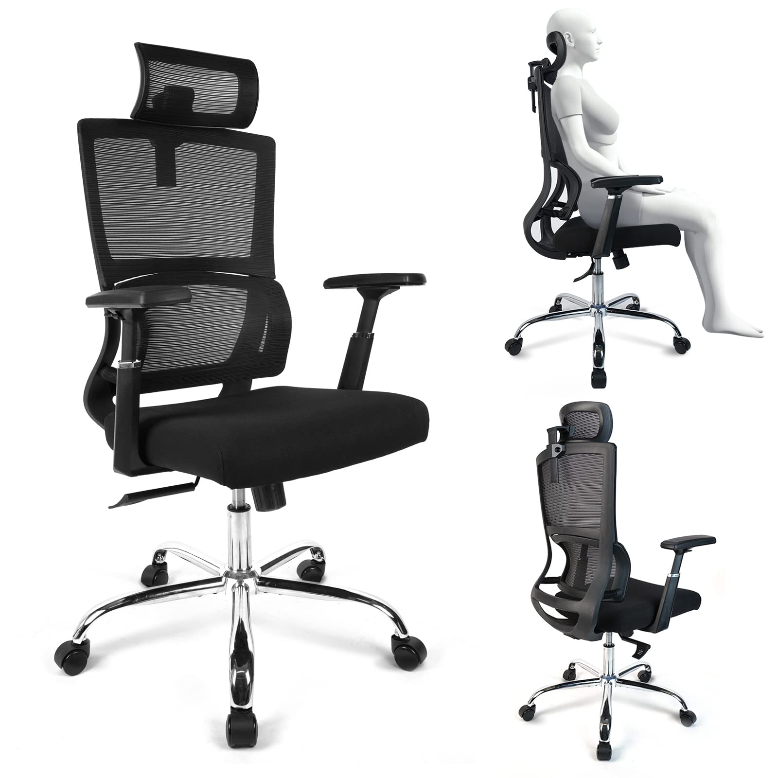 CLATINA Ergonomic Office Chair with 3D Adjustable Armrest, Adjustable