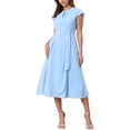 thumbnail image 2 of INSPIRE CHIC Women's Chiffon Cocktail Dress Cap Sleeve Tie Waist Formal Wedding Guest Dresses M Light Blue, 2 of 6