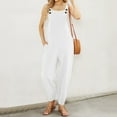 thumbnail image 4 of B91xZ Combinaison Décontractée Ample pour Femme à Col en V Sans Manches, Combinaison une-Pièce Ample avec Bavette, Bretelles Ajustables, Pantalon avec Poches, Blanc TG, 4 of 5