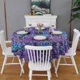 thumbnail image 2 of Purple and Blue Damask Pattern Round Tablecloth 60"x60",Wrinkle Wipeable Table Cloth for Kitchen Dining Room Picnic Patio Party, 2 of 6