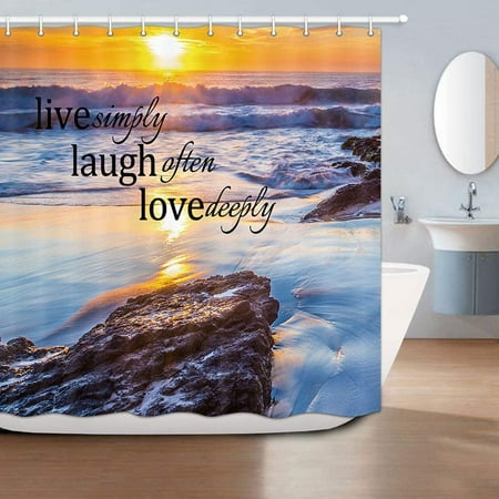 Joyweirideau De Douche De Plage De Mer Rideau De Douche De Tissu De Citation De Coucher