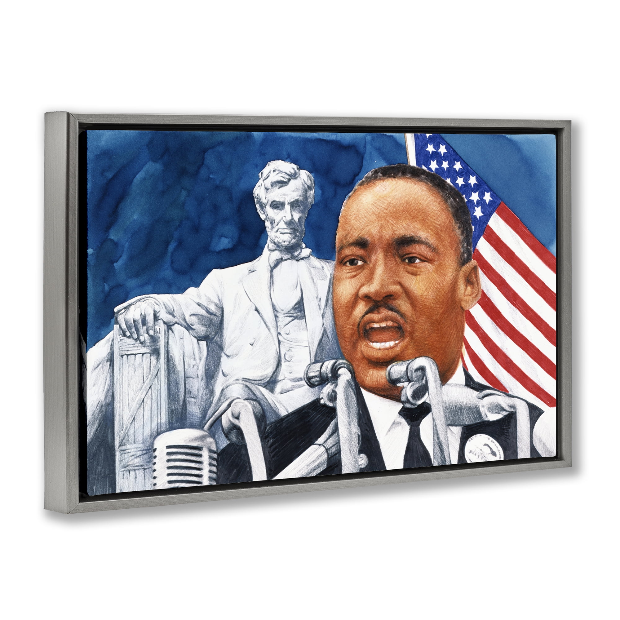 1960s American Speech Portrait Gray Framed Floater Canvas Wall Art, design by Wind River Studios