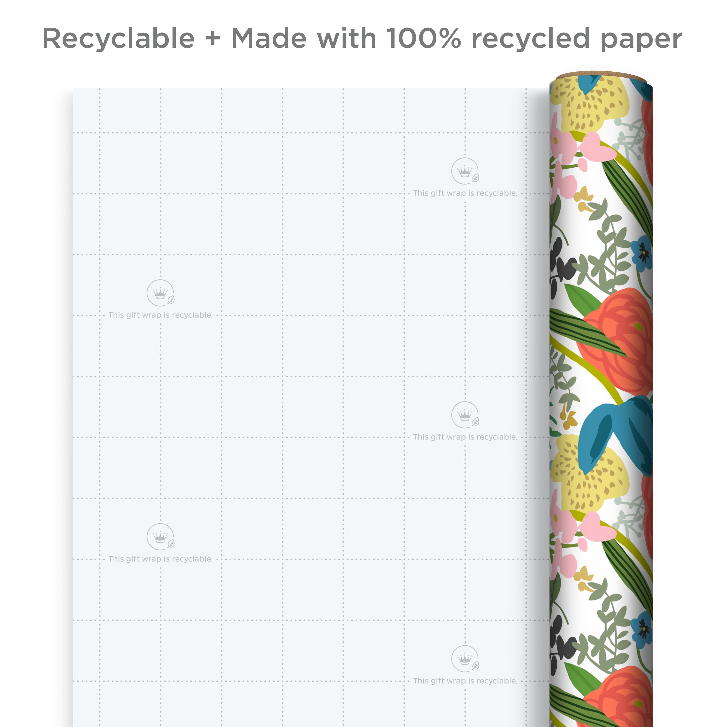 Hallmark Multi-color Recycled Gift Wrap Papers, with Cutlines on Reverse (3 Rolls) 60 sq ft.