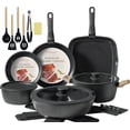 thumbnail image 1 of Juego de utensilios de cocina Coicur, cerámica antiadherente, 23 piezas, color negro de inducción, 1 of 8