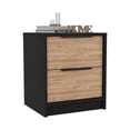 thumbnail image 6 of HomeRoots 19" Black Two Drawer Faux Wood Nightstand, 6 of 9