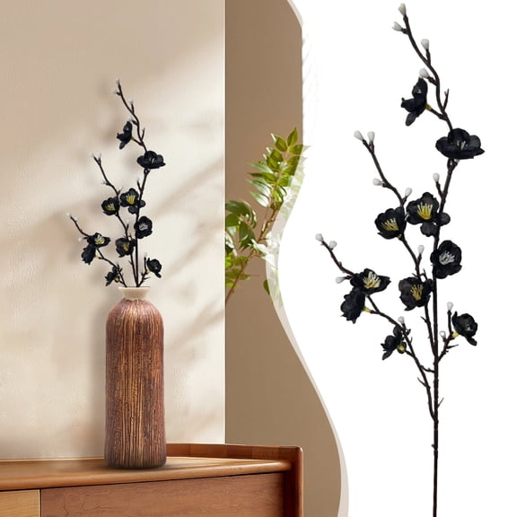 PLJFXXM Artificial Blossom Branches 21.26In Silk Flowers Blossom Branches Long Stem Artificial Flowers for Tall Vase, for Home Decor, Weddings Decor, Parties & Festival Gifts 1PCS ,Black