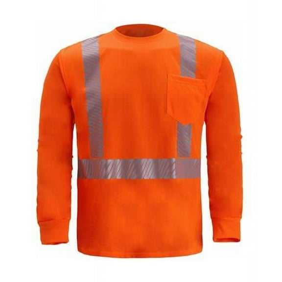 Class 2 High-Viz Long Sleeve Jersey T-Shirt, Orange - Medium