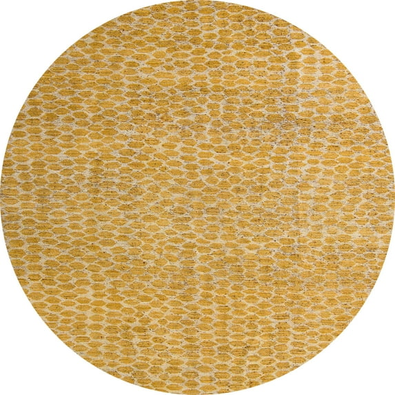 Ahgly Company Indoor Round Abstract Orange Abstract Area Rugs, 5' Round