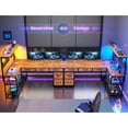 thumbnail image 3 of 47" L Shaped Desk with 5 Drawers & Hutch, Reversible Gaming Desk with LED Lights & Outlets, Computer Desk with Open Shelves & Storage Bag for CPU, Books etc for Home Office, Space Saving, Rustic Brow, 3 of 7