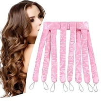 VANIDO No Heat Hair Curler Headband for Long Hair, Satin Heatless Curling Rod with Adjustable Strap Overnight No Heat Curling Roller for Women and Girls Waves and Curls (Pink)