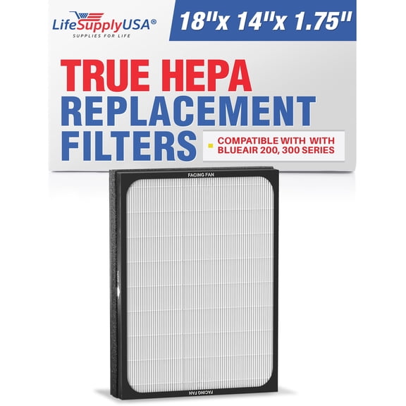 LifeSupplyUSA Replacement Air Purifier Filter Compatible with All Blueair 200 & 300 Series Models 201, 210B, 203, 250E, 200PF, 201PF