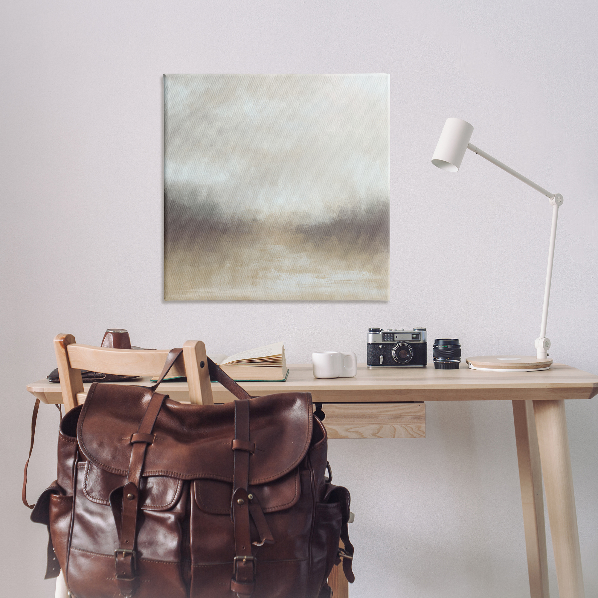 Stupell Industries Foggy Beige Landscape Landscape & Nature Painting Wrapped Canvas Art Print Wall Art, 36 x 36