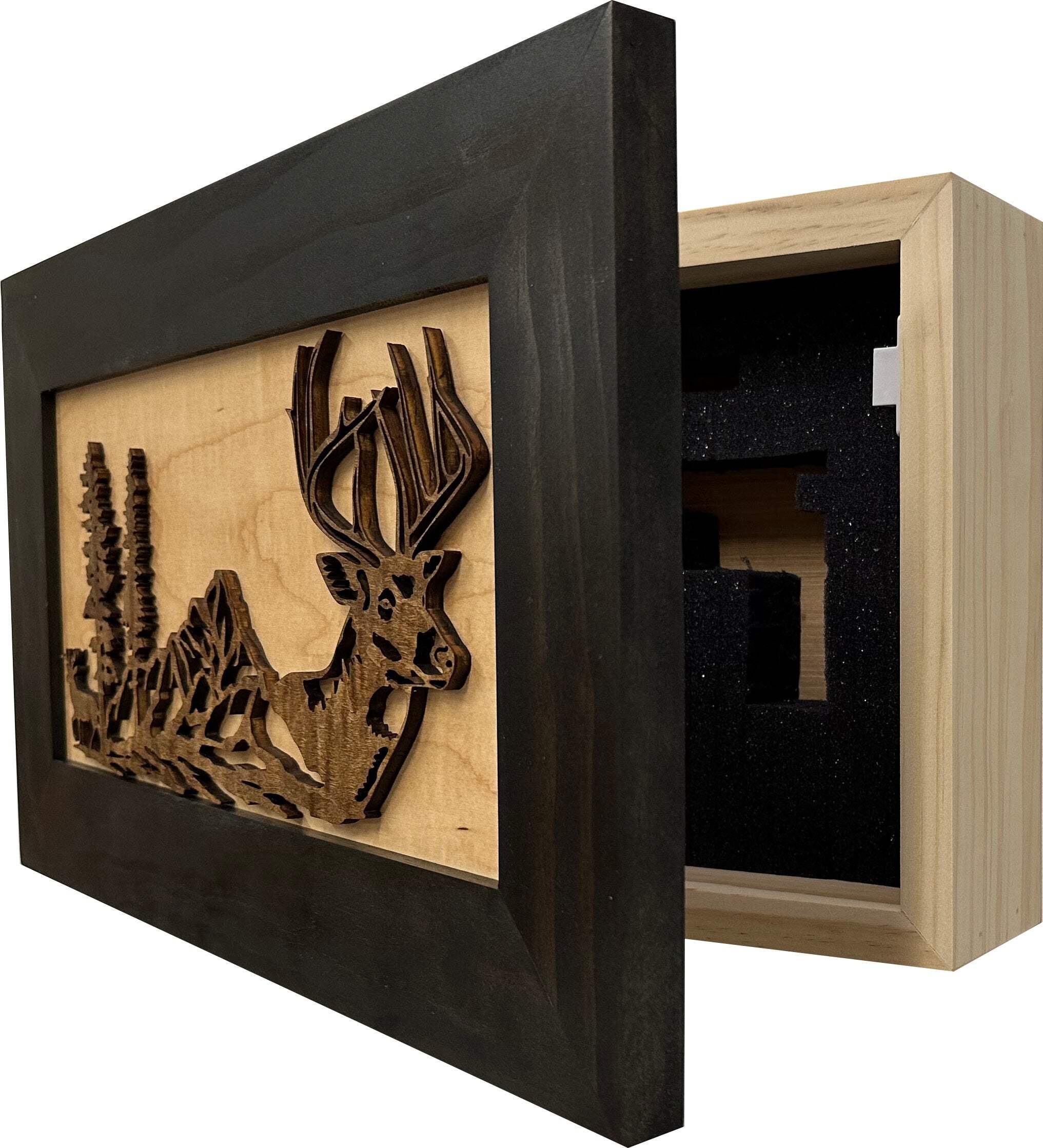 Bellewood Designs Wall Mounted Gun Cabinet with Deer Scene - Securely Store Your Gun In Plain Sight In This Wall DecorGun Safe