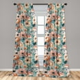 thumbnail image 2 of Flowers Vintage Window Curtains, Spring Colors Watercolor Design Floral Boho with Leafy Pattern, Lightweight Decor 2-Panel Set with Rod Pocket, Pair of - 28"x95", Coral Mint Green Teal, by Ambesonne, 2 of 3
